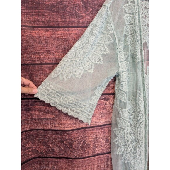 Rachel Zoe Sea Foam Lace Cardigan Cover Up One Size - Picture 4 of 6